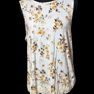 Rewind Floral Tank Top - Cream and Yellow